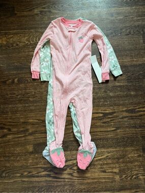 Carter’s Toddler Girls Pink Strawberry and Floral Footed One-Piece Pajamas - 2T